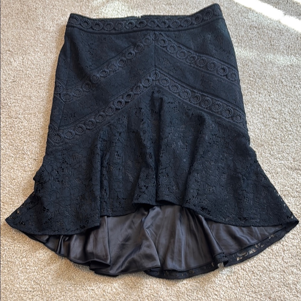 White House Black Market Elegant Black Lace Midi Skirt